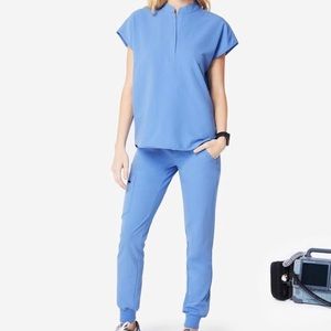 FIGS Ceil Blue Jogger and Rafaela Top Scrub Set